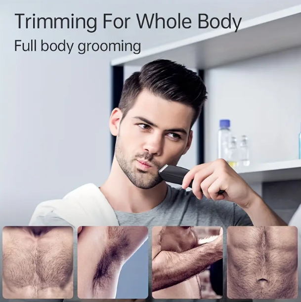 1pc, Body Trimmer For Men, Ball Shaver, Electric Groin & Pubic Hair Trimmer, Waterproof Wet/Dry Groomer, Replaceable Ceramic Male Hygiene Razor Clippers For Full Body Grooming