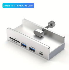 High-Speed 4-Port USB 3.0 Hub with Power Supply for Laptop - Multi-Splitter with Clip-Type Adapter for Fast Data Transmission