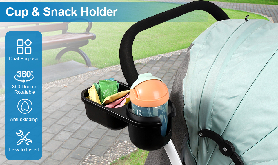 Convenient 2-in-1 Stroller Snack Tray with Cup Holder - Non-Slip Accessory for Uppababy Strollers