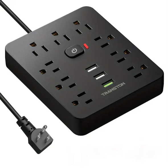 1 set Fireproof Surge Protector Power Strip with 9 Outlets, 3 USB Ports, and 5ft Extension Cord - Wall Mountable Desktop Charging Station for Home and Office Use - Protect Your Devices from Power Surges and Overloads