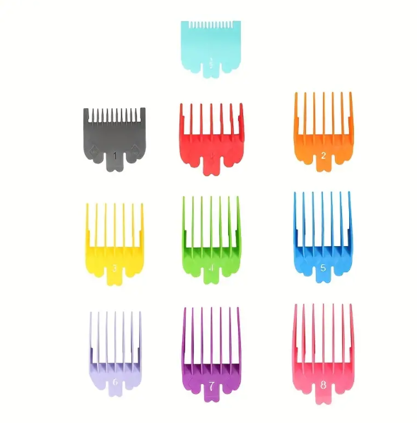 10pcs Professional Hair Clipper Guards Cutting Guides Fits For Most Wahl Clippers With Organizer, Color Coded Clipper Combs Replacement