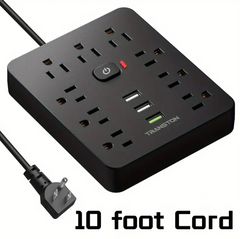 1 set Fireproof Surge Protector Power Strip with 9 Outlets, 3 USB Ports, and 5ft Extension Cord - Wall Mountable Desktop Charging Station for Home and Office Use - Protect Your Devices from Power Surges and Overloads