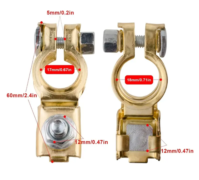 Universal Negative & Positive Battery Cable Terminals - Automotive Terminal Clamps Connectors