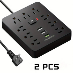 1 set Fireproof Surge Protector Power Strip with 9 Outlets, 3 USB Ports, and 5ft Extension Cord - Wall Mountable Desktop Charging Station for Home and Office Use - Protect Your Devices from Power Surges and Overloads