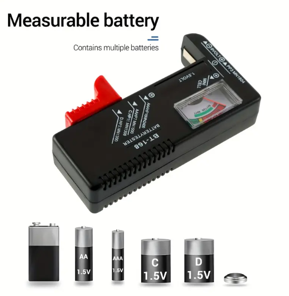 Battery Tester, Accurate And Portable Model Battery Checker For AA AAA C D 9V 1.5V Button Cell Batteries