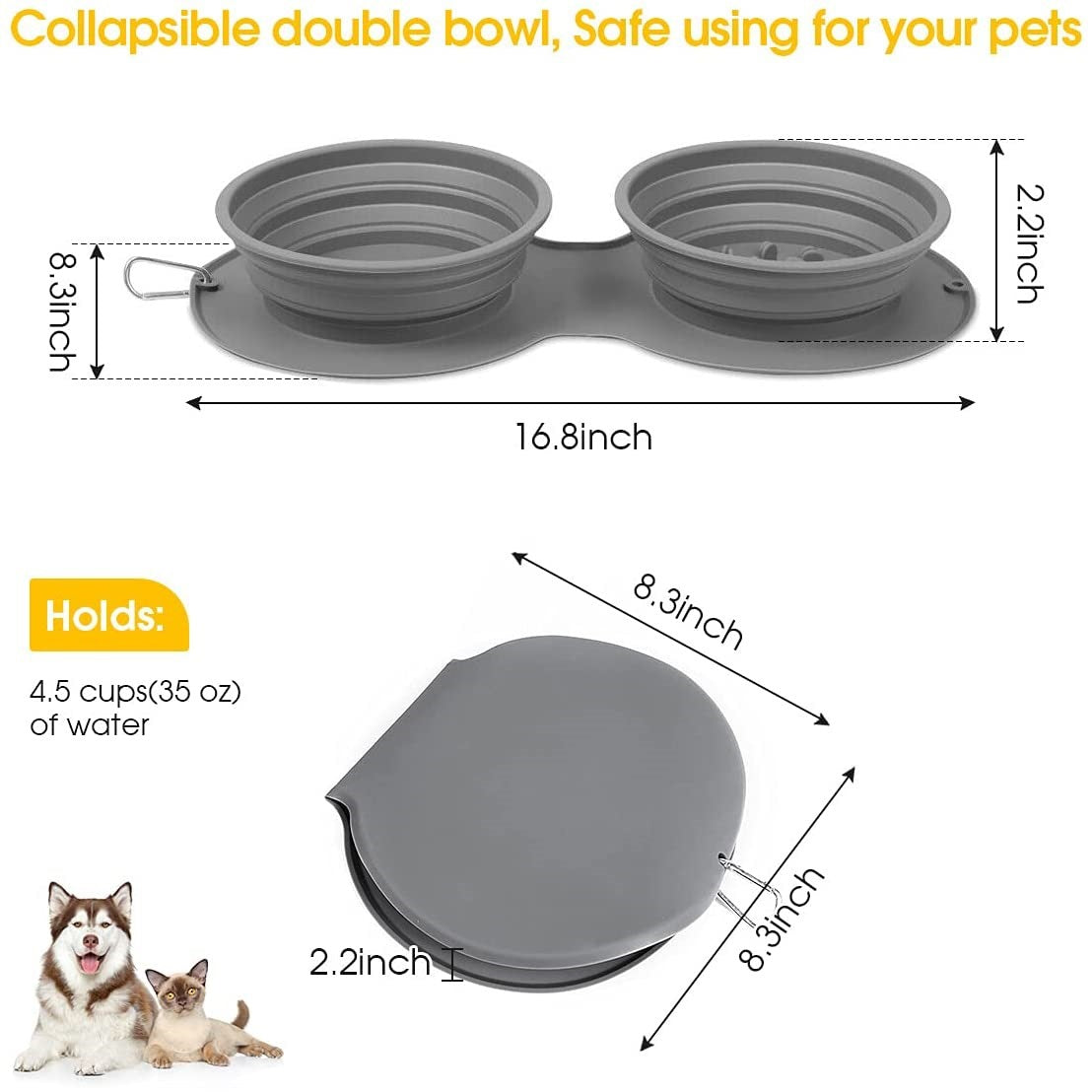 Silicone Foldable Slow Feeding Pet Bowl