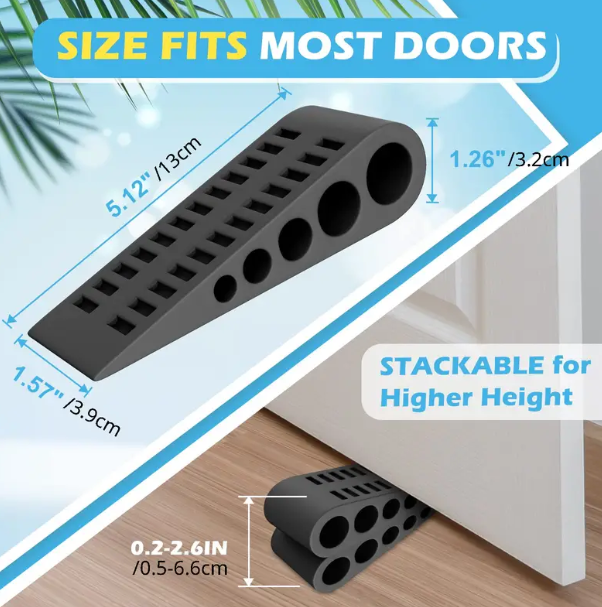 1 Pack Door Stopper -Rubber Door Wedge for Bottom of Door -Home Office Dorm Classroom Garage Stackable on Multi Floor Carpet Concrete