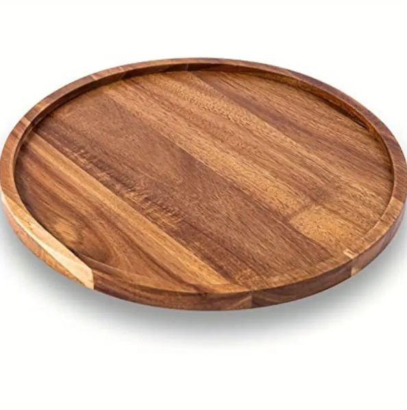 1pc 11.5in Candle Holder Tray Home Decor, Coffee Table Round Wooden Tray, Small Wooden Tray, Home Decor Decorative Tray, Decorative Trays For Home Decor