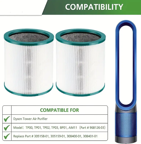 1 Pack TP01 TP02 Filter Replacement Compatible With Dyson Pure Cool Link TP01 TP02 TP03 AM11, Dyson BP01 Tower Purifier, Part No 968126-03