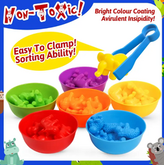 Counting Animals Toys Matching Games With Color Sorting Bowls Preschool Learning Activities For Math Montessori STEM Educational Sensory Toys For Kids, Christmas Gift, Halloween Gift