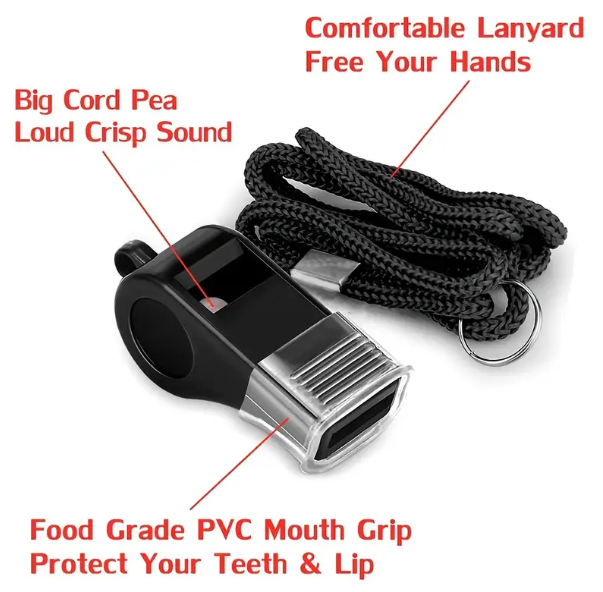 2pcs Plastic Sports Whistles With Lanyard, Whistle With Loud Crisp Sound Ideal For Coaches, Referees