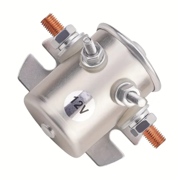 Heavy Duty Solenoid Relay for Winch, Golf Carts, and Marine Use - 300A Continuous Duty, Nickel-Plated, 4 Terminals - Compatible with E-Z-GO Gas Marathon Models