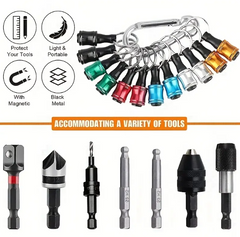 1/6pcs Bit Holder Keychain Portable, 1/4 Inch Hex Shank Drill Bits Retainer, Light-weight Extension Bar Keychain Drill Screw Adapter Quick-change Screwdriver Bit Catcher