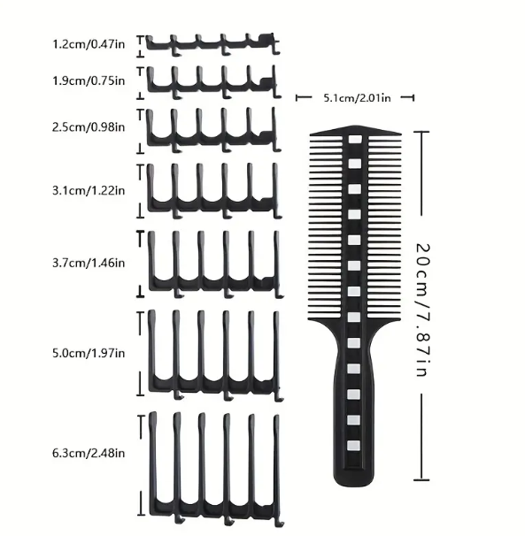 DIY Hair Cutting Guide Comb Set With Scissor Clipper - Perfect For Barbers And Novices - Unisex - Easy To Use And Maintain