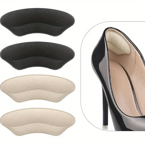 (4 Pairs)Heel Grips Liner Cushions Inserts For Loose Shoes, Heel Pads Snugs For Shoe Too Big Men Women, Filler Improved Shoe Fit And Comfort, Prevent Heel Slip And Blister (Pale Apricot+Black)