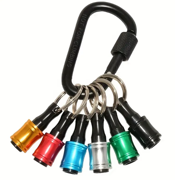 1/6pcs Bit Holder Keychain Portable, 1/4 Inch Hex Shank Drill Bits Retainer, Light-weight Extension Bar Keychain Drill Screw Adapter Quick-change Screwdriver Bit Catcher