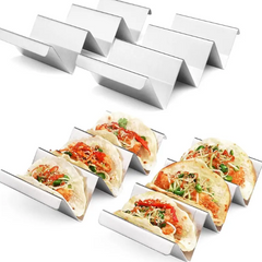 1/4pcs Taco Holders, 430 Stainless Steel Taco Stand Rack Tray, Oven Safe For Baking, Dishwasher And Grill Safe