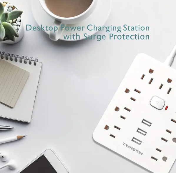 1 set Fireproof Surge Protector Power Strip with 9 Outlets, 3 USB Ports, and 5ft Extension Cord - Wall Mountable Desktop Charging Station for Home and Office Use - Protect Your Devices from Power Surges and Overloads