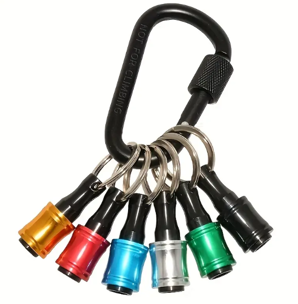 1/6pcs Bit Holder Keychain Portable, 1/4 Inch Hex Shank Drill Bits Retainer, Light-weight Extension Bar Keychain Drill Screw Adapter Quick-change Screwdriver Bit Catcher